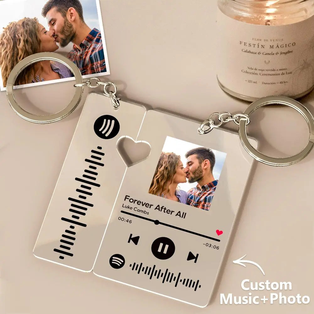 Personalised Spotify Keychain with Photo – Custom Scannable Music Code Gift for Couples, Boyfriend or Girlfriend - The Cool Collective AU