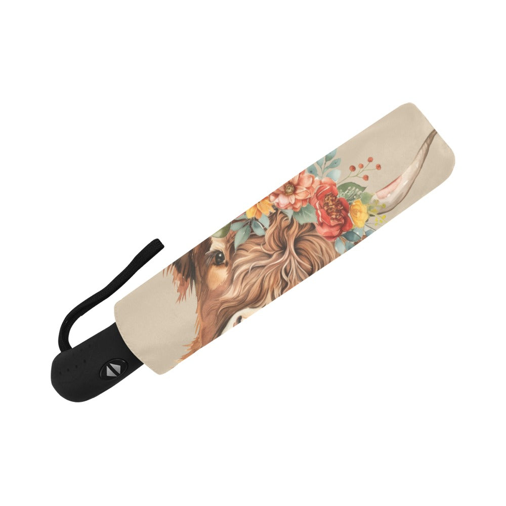 Highland Cow Anti-UV Auto-Foldable Umbrella - The Cool Collective AU