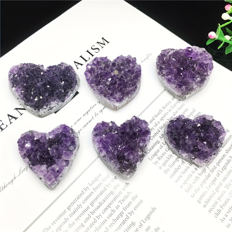 1 Pce Elegant Heart-Shaped Amethyst Cluster - Natural Crystal Gift - The Cool Collective AU