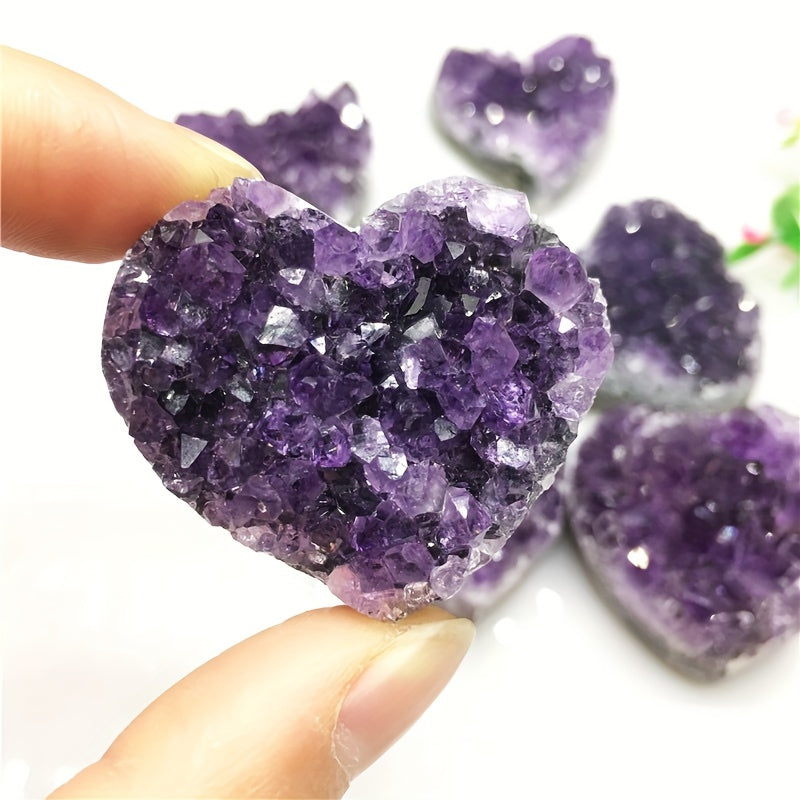 1 Pce Elegant Heart-Shaped Amethyst Cluster - Natural Crystal Gift - The Cool Collective AU