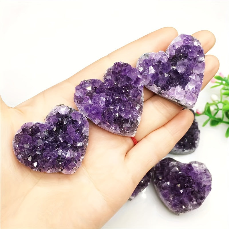 1 Pce Elegant Heart-Shaped Amethyst Cluster - Natural Crystal Gift - The Cool Collective AU