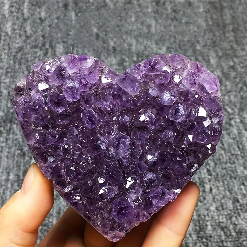 1 Pce Elegant Heart-Shaped Amethyst Cluster - Natural Crystal Gift - The Cool Collective AU