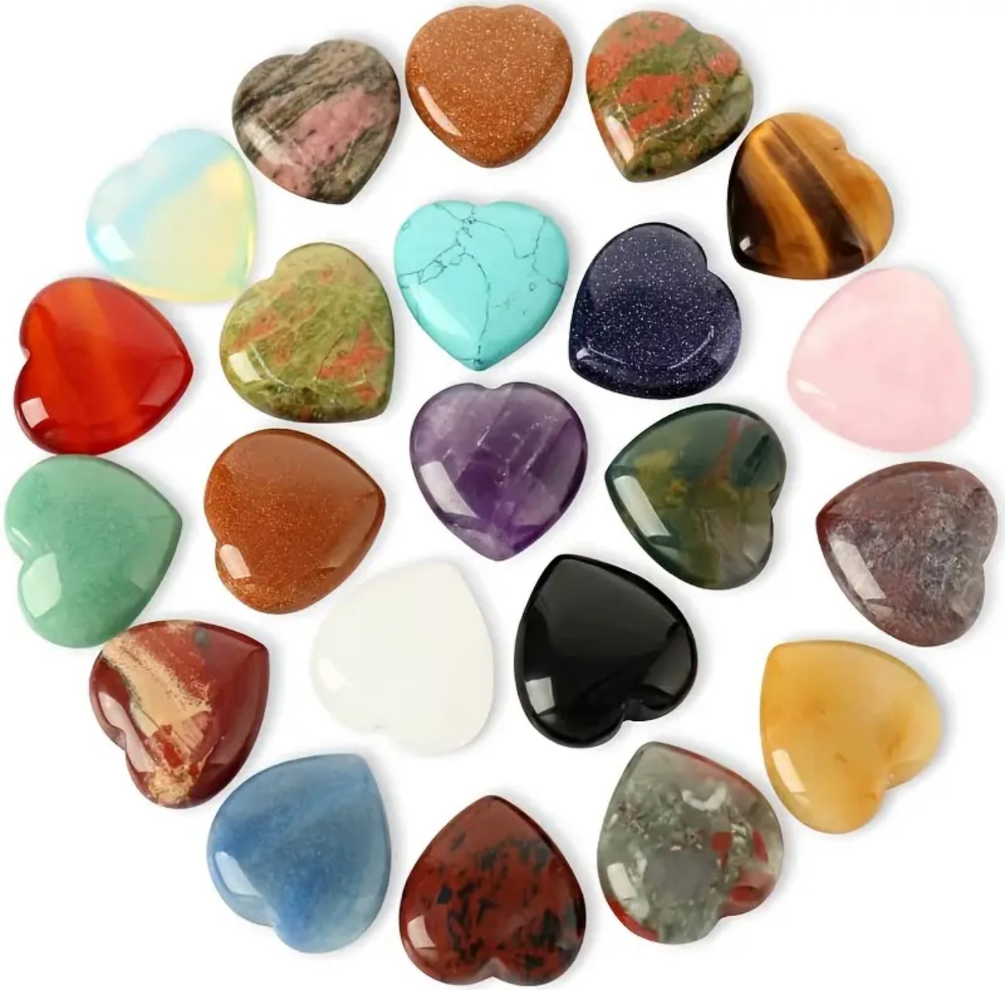 10 X Heart-Shaped Natural Crystals – Polished Rose Quartz, Amethyst and other Gemstones for Love & Healing (Random Stone Selection) - The Cool Collective AU