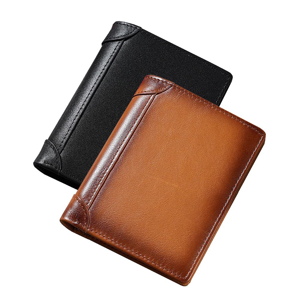 100% Genuine Leather Men's Wallet RFID Blocking Card Holder Bifold and Long Wallets (Black Bifold Verticle) - The Cool Collective AU