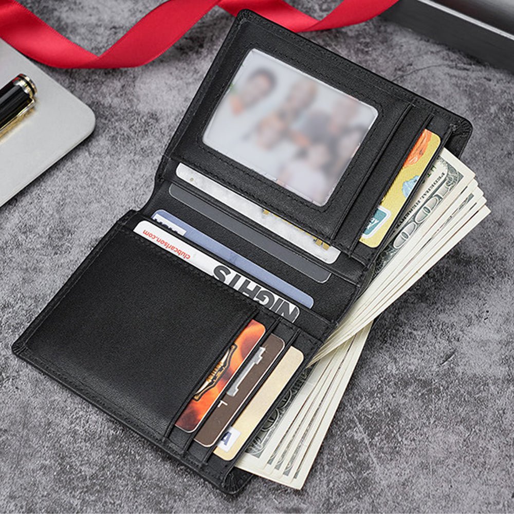 100% Genuine Leather Men's Wallet RFID Blocking Card Holder Bifold and Long Wallets (Brown Bifold Verticle) - The Cool Collective AU