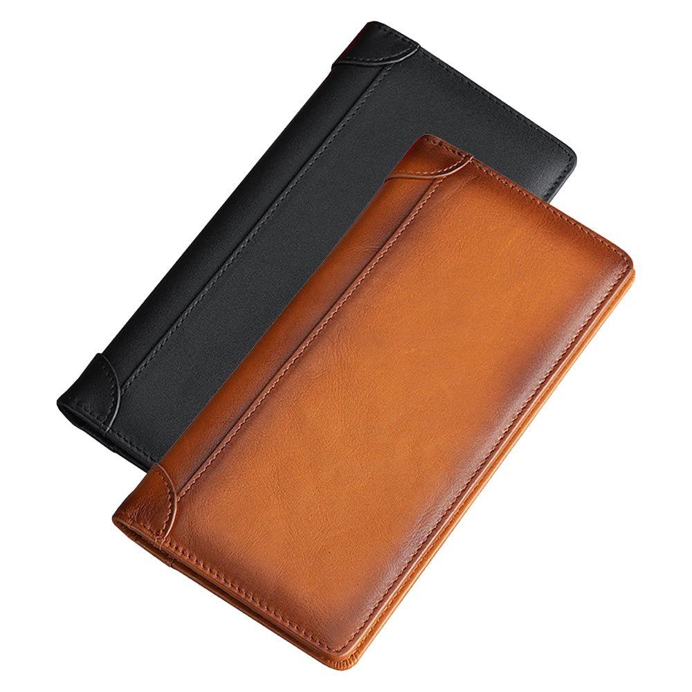 100% Genuine Leather Men's Wallet RFID Blocking Card Holder Bifold and Long Wallets (Brown Long Wallet) - The Cool Collective AU