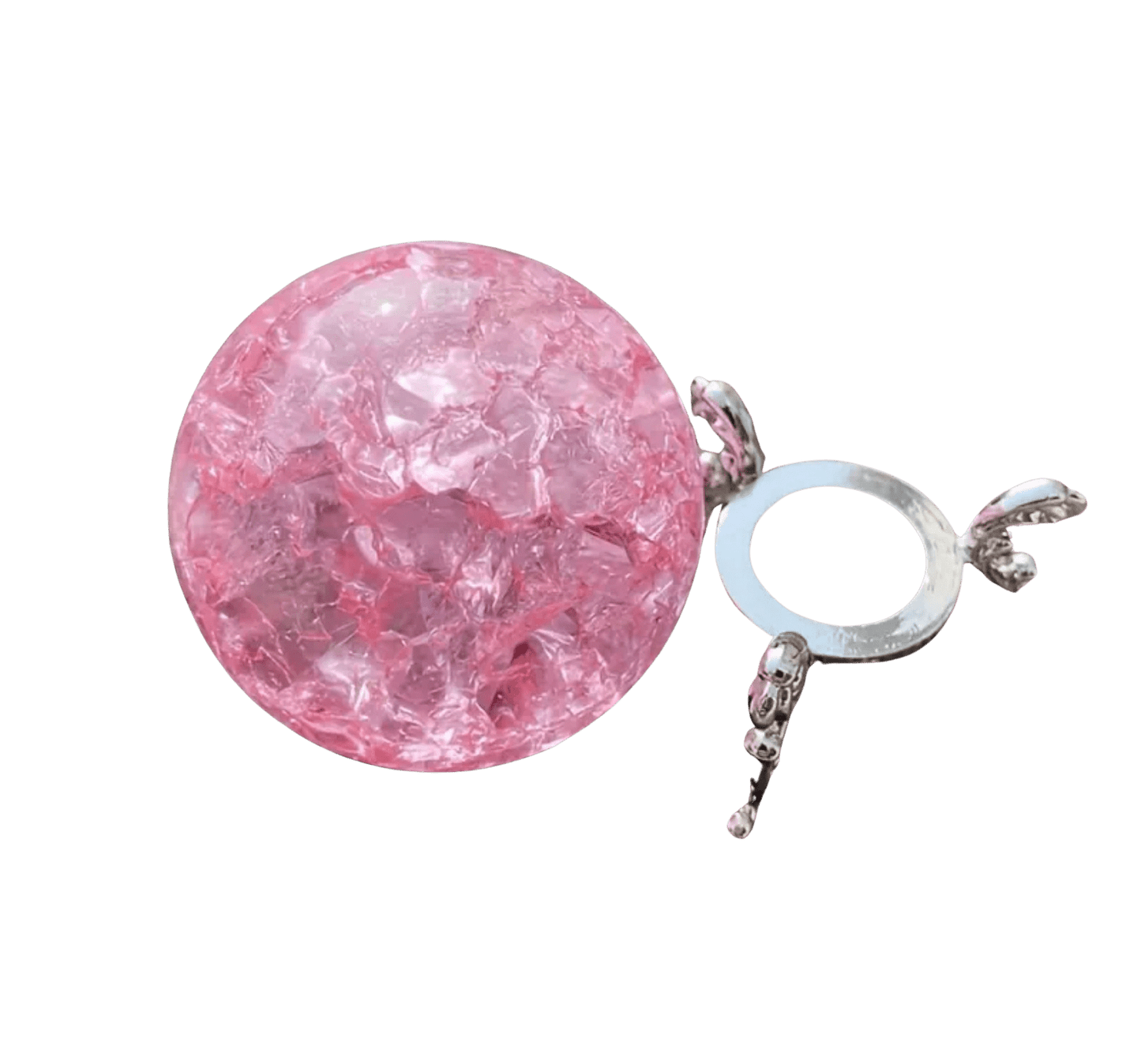 1pc Pink Crackle Design Glass Crystal Ball with Metal Stand – Elegant Décor & Spiritual Tool - The Cool Collective AU