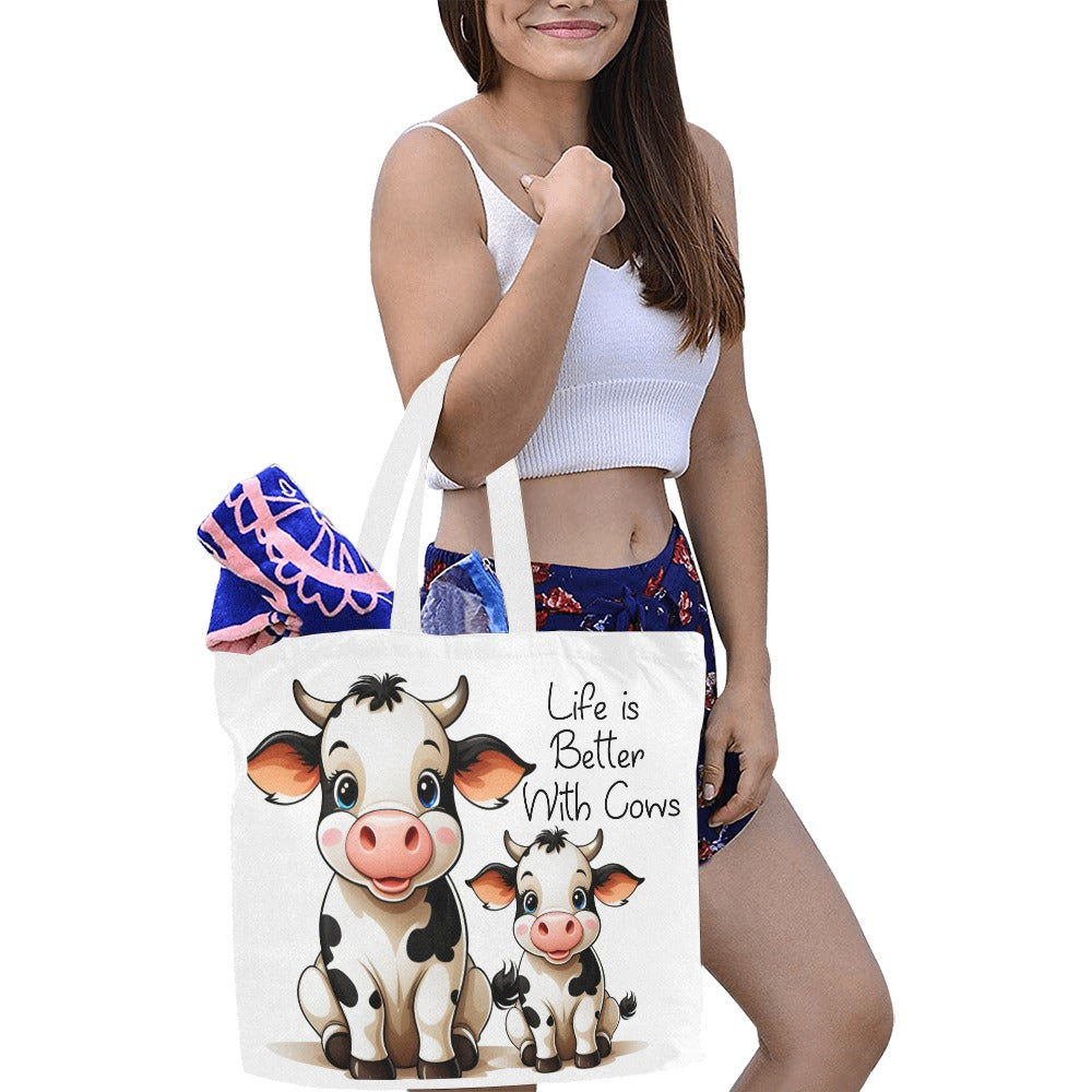 Life is Better with Cows Canvas Tote Bag/Large - The Cool Collective AU