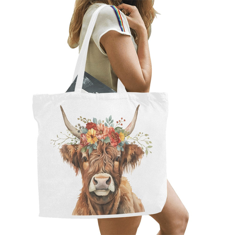 Highland Cow Canvas Tote Bag/Large - The Cool Collective AU