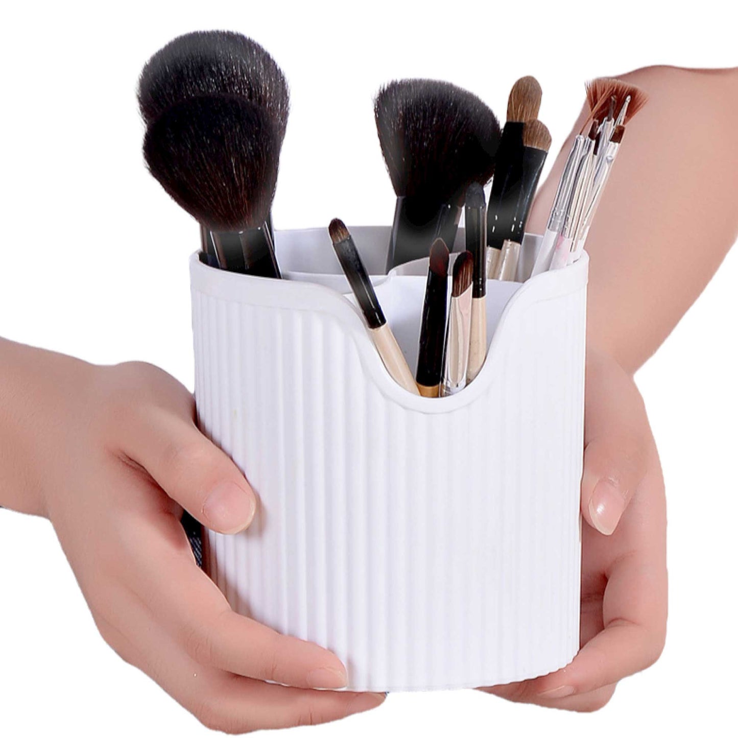 4 Slot Makeup Brush Organiser Bucket - Cosmetic Tool Storage Divider Tin - The Cool Collective AU