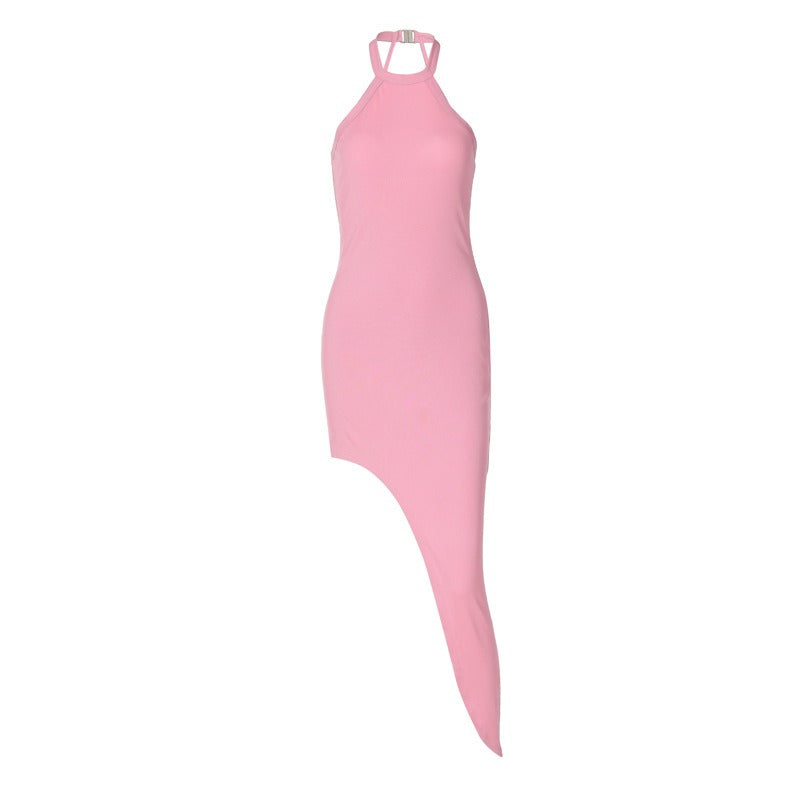 Sexy Sleeveless Backless Dress with Split Neck and Halter Design - The Cool Collective AU