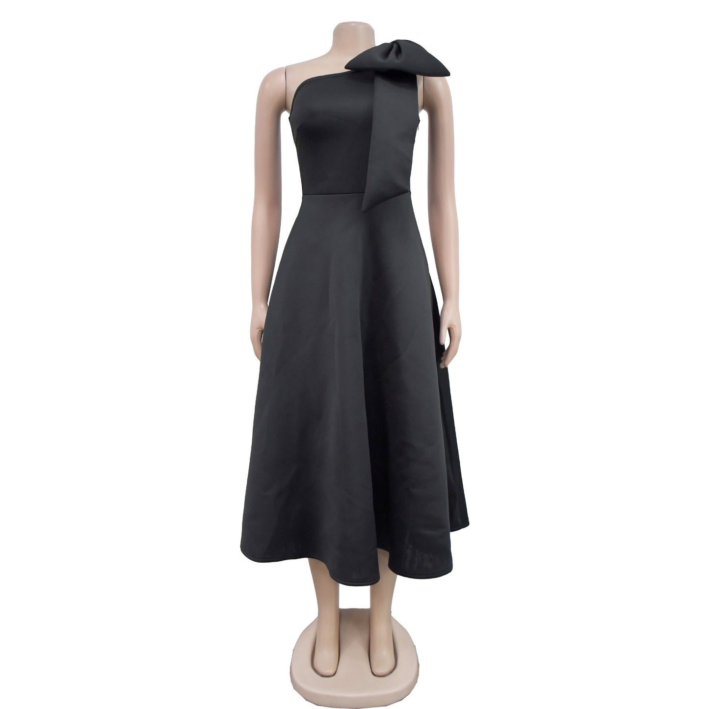 Women’s Sexy One-Shoulder Bow Splicing Slant Collar Dress - The Cool Collective AU