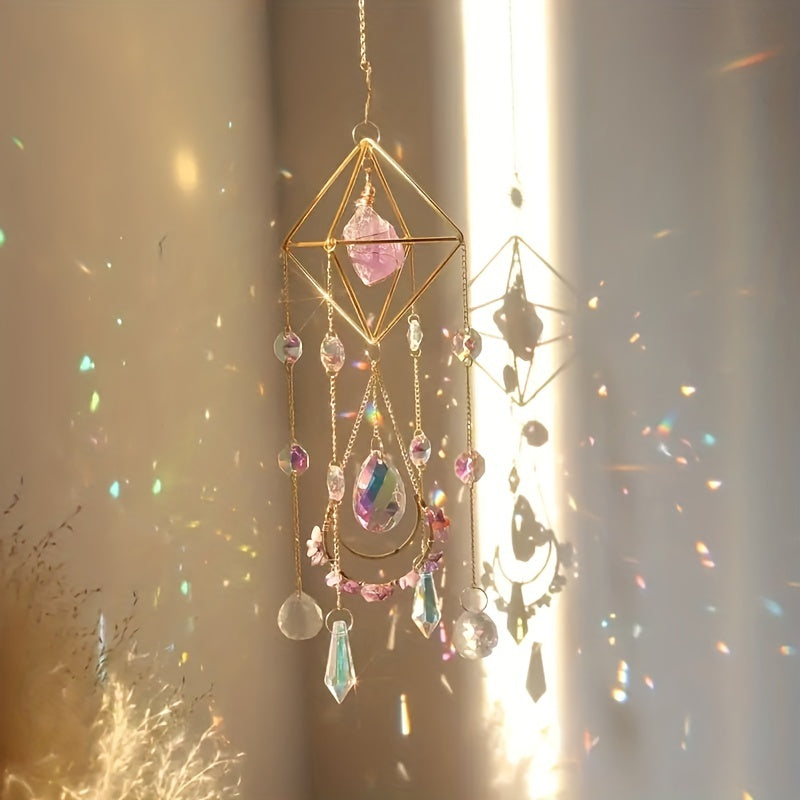 Amethyst Crystal Suncatcher - Gold-Plated Hanging Window Decor - The Cool Collective AU