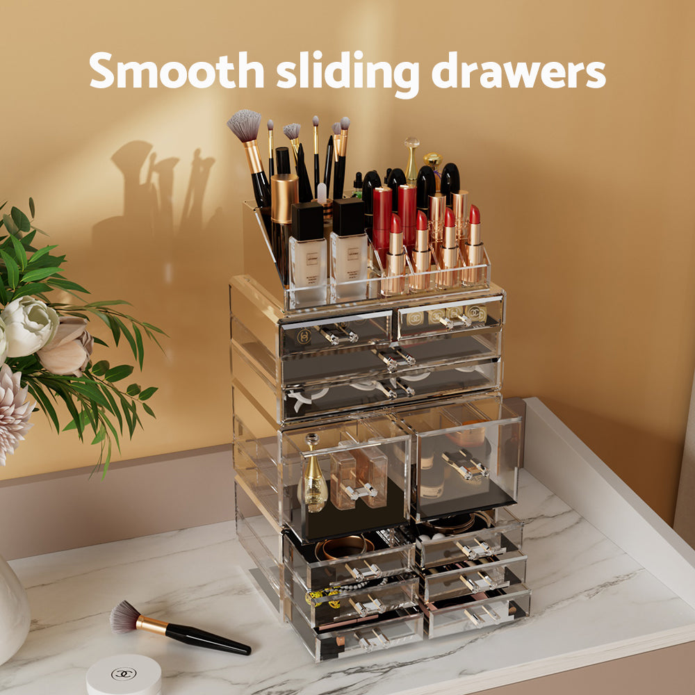 Embellir Makeup Case Acrylic Cosmetic Organizer Storage Box Jewellery Holder - The Cool Collective AU