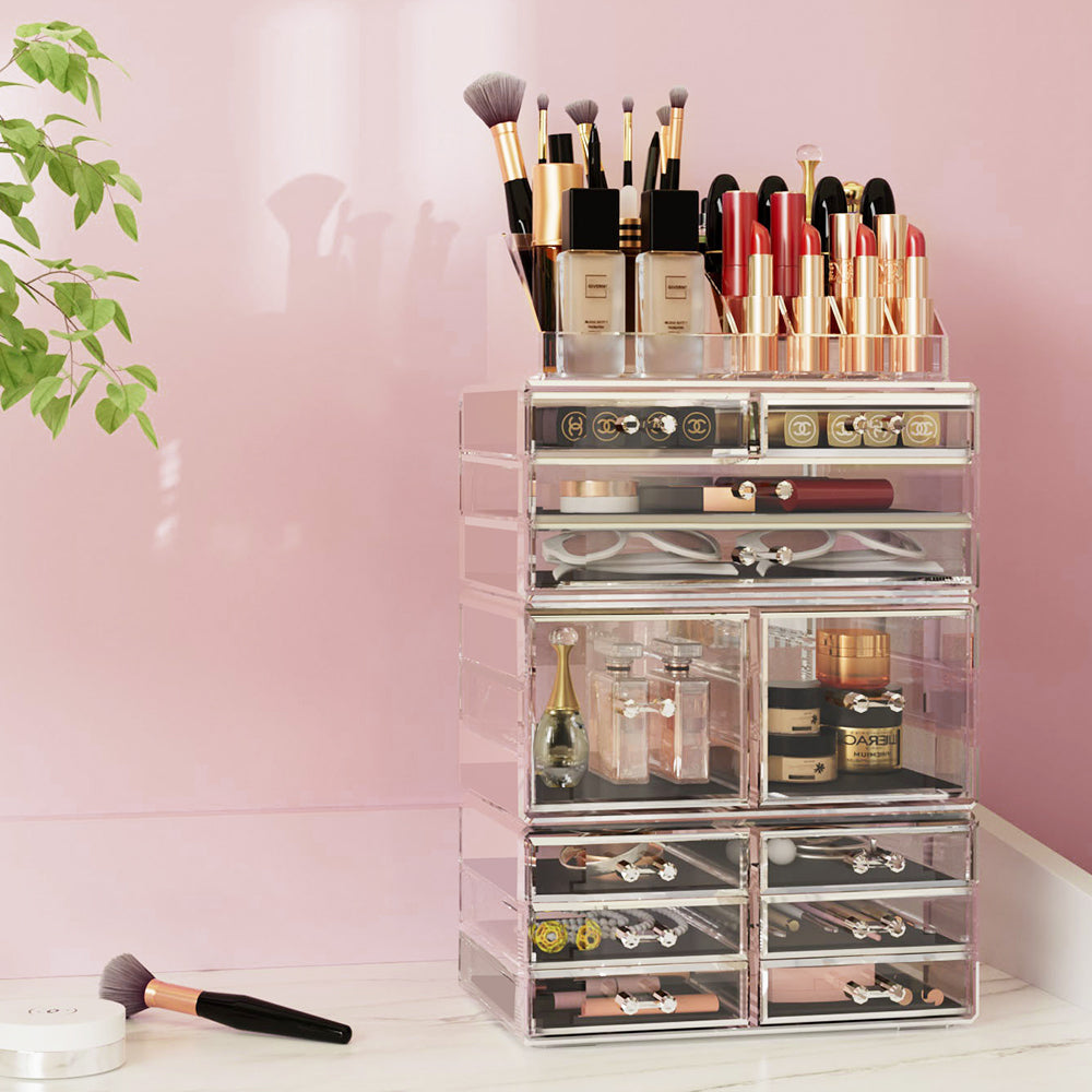 Embellir Makeup Case Acrylic Cosmetic Organizer Storage Box Jewellery Holder - The Cool Collective AU