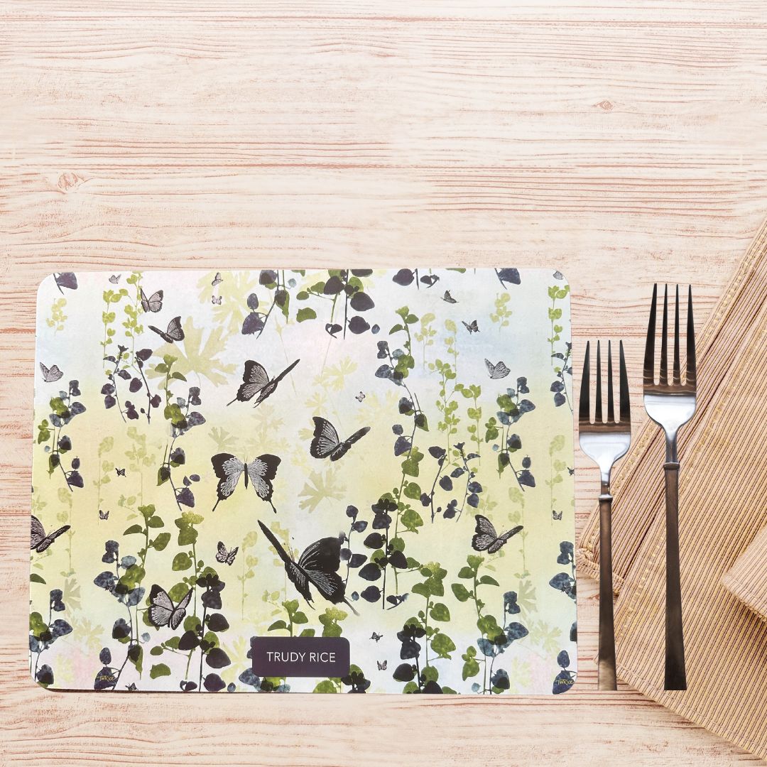 Trudy Rice 'Butterfly' Inspired 6-Piece Cork-Backed Placemat Set CLEARANCE