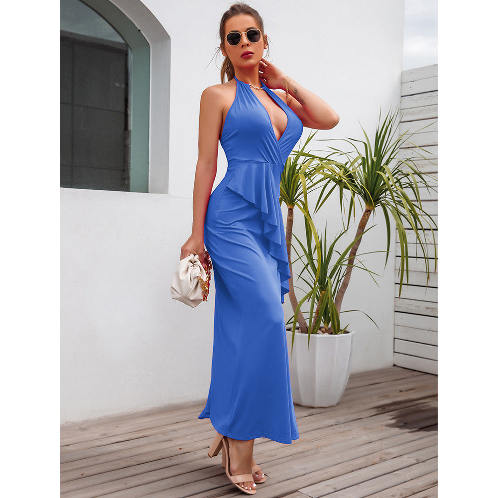 Dress Summer New Women's Temperament Slit Pleated Suspender Evening Dress - The Cool Collective AU