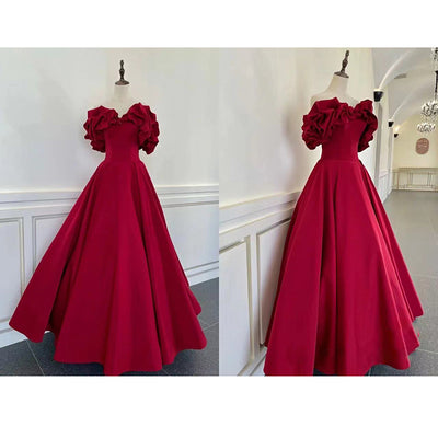 Elegant French Evening Dress for Women - Green or Red, Princess-Style - The Cool Collective AU