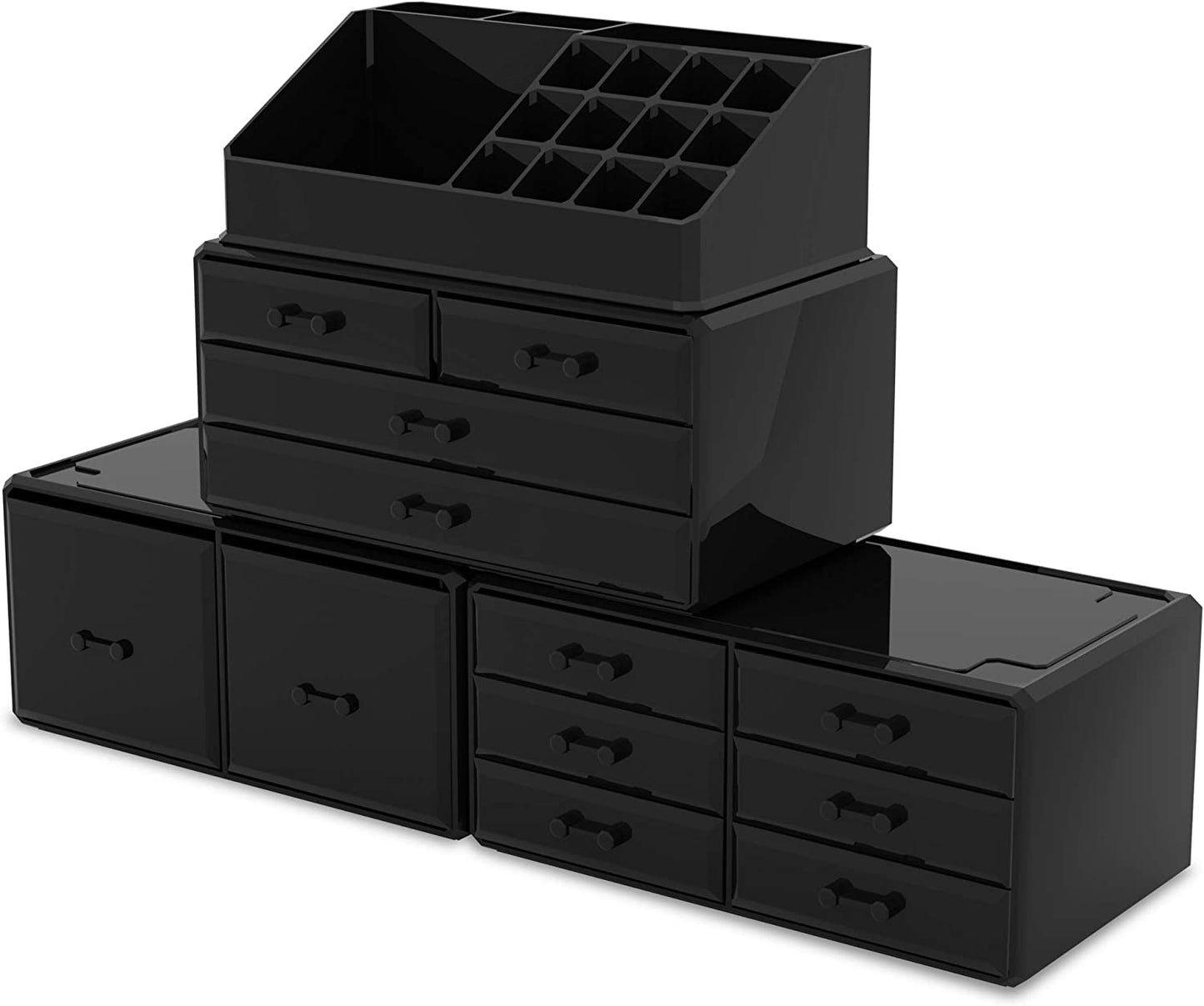 Makeup Cosmetic Organizer Storage with 12 Drawers Display Boxes (Black) - The Cool Collective AU