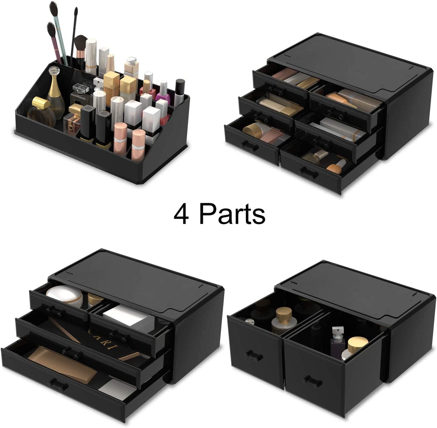 Makeup Cosmetic Organizer Storage with 12 Drawers Display Boxes (Black) - The Cool Collective AU
