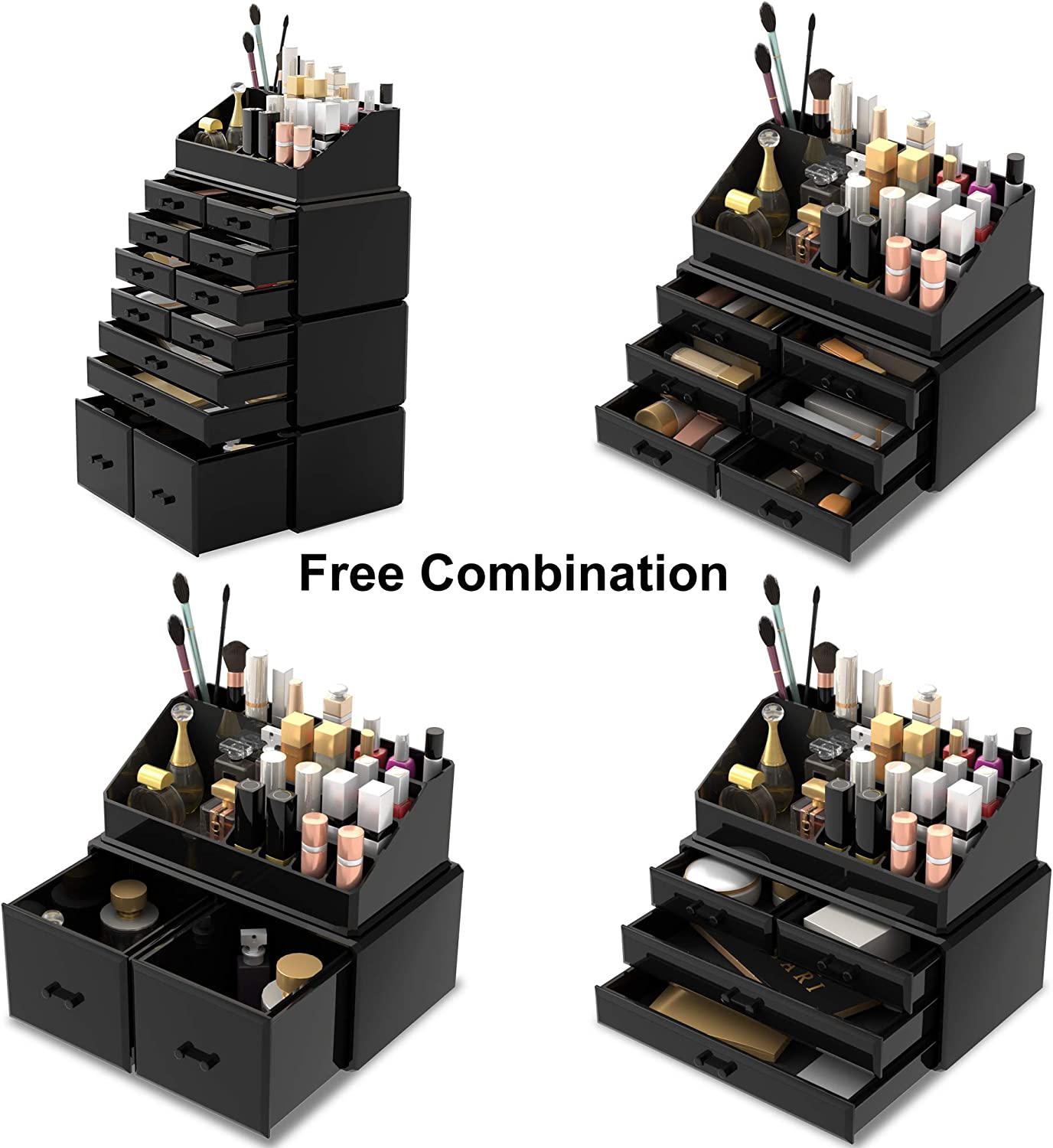 Makeup Cosmetic Organizer Storage with 12 Drawers Display Boxes (Black) - The Cool Collective AU