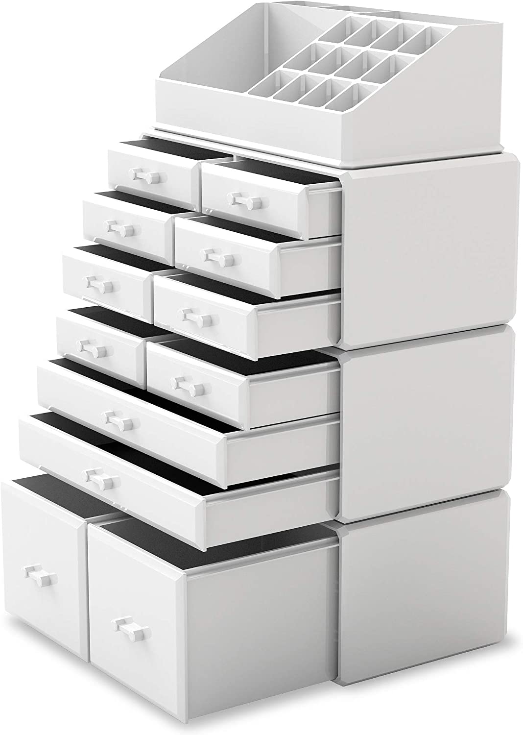 Makeup Cosmetic Organizer Storage with 12 Drawers Display Boxes (White) - The Cool Collective AU