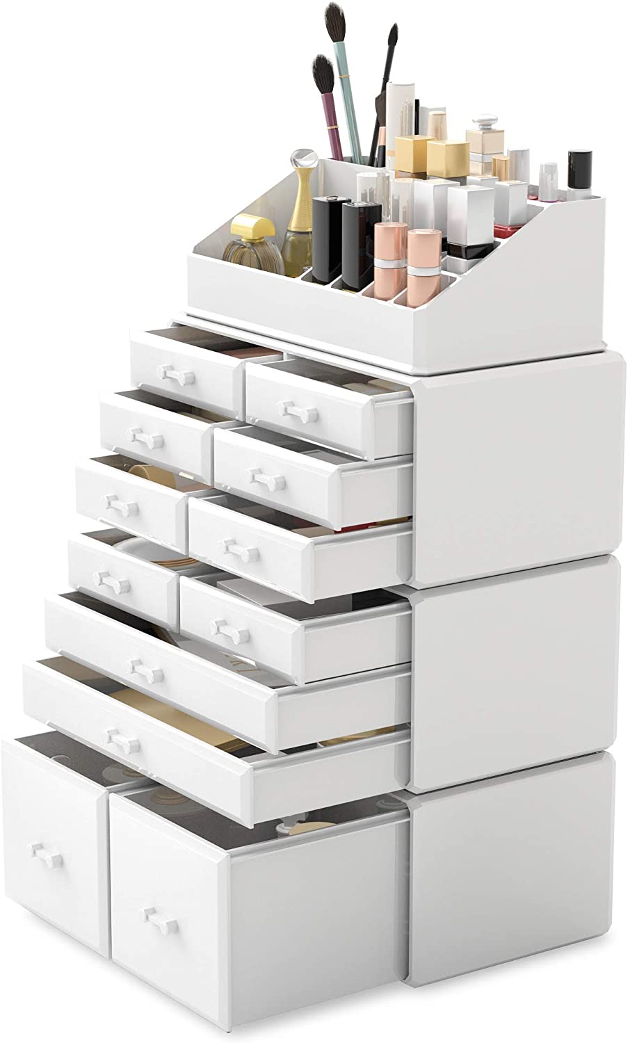 Makeup Cosmetic Organizer Storage with 12 Drawers Display Boxes (White) - The Cool Collective AU