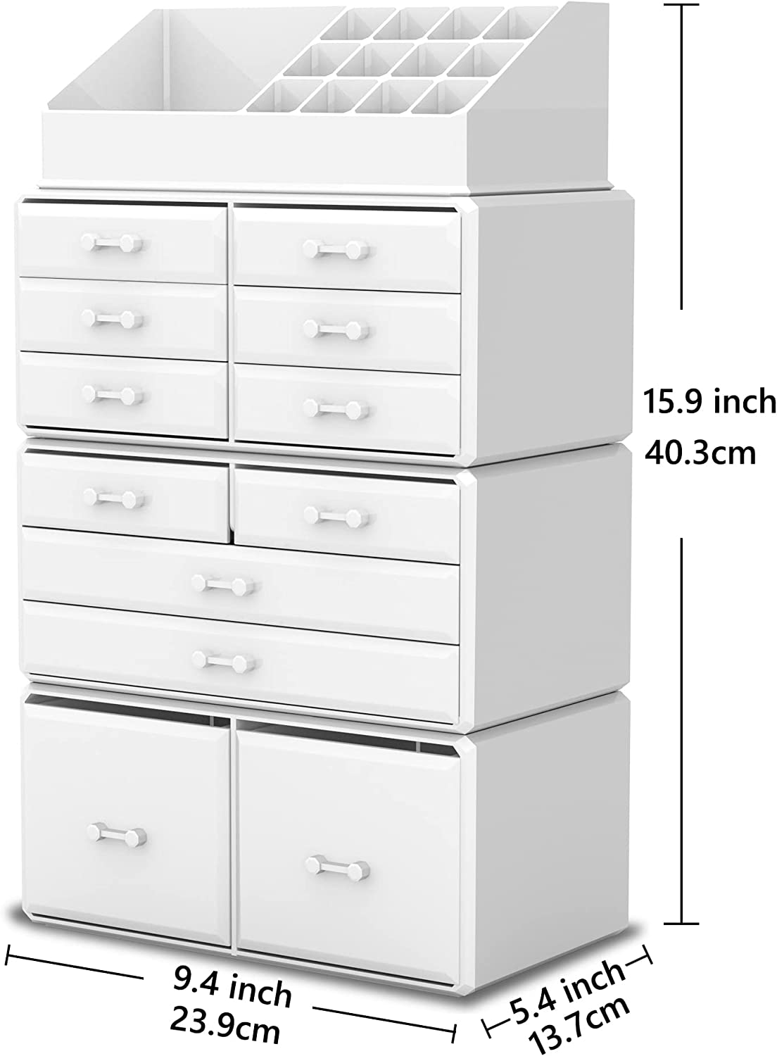 Makeup Cosmetic Organizer Storage with 12 Drawers Display Boxes (White) - The Cool Collective AU