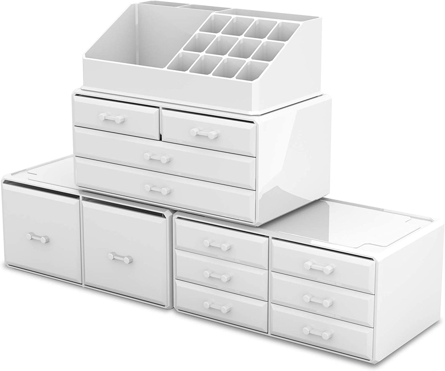 Makeup Cosmetic Organizer Storage with 12 Drawers Display Boxes (White) - The Cool Collective AU