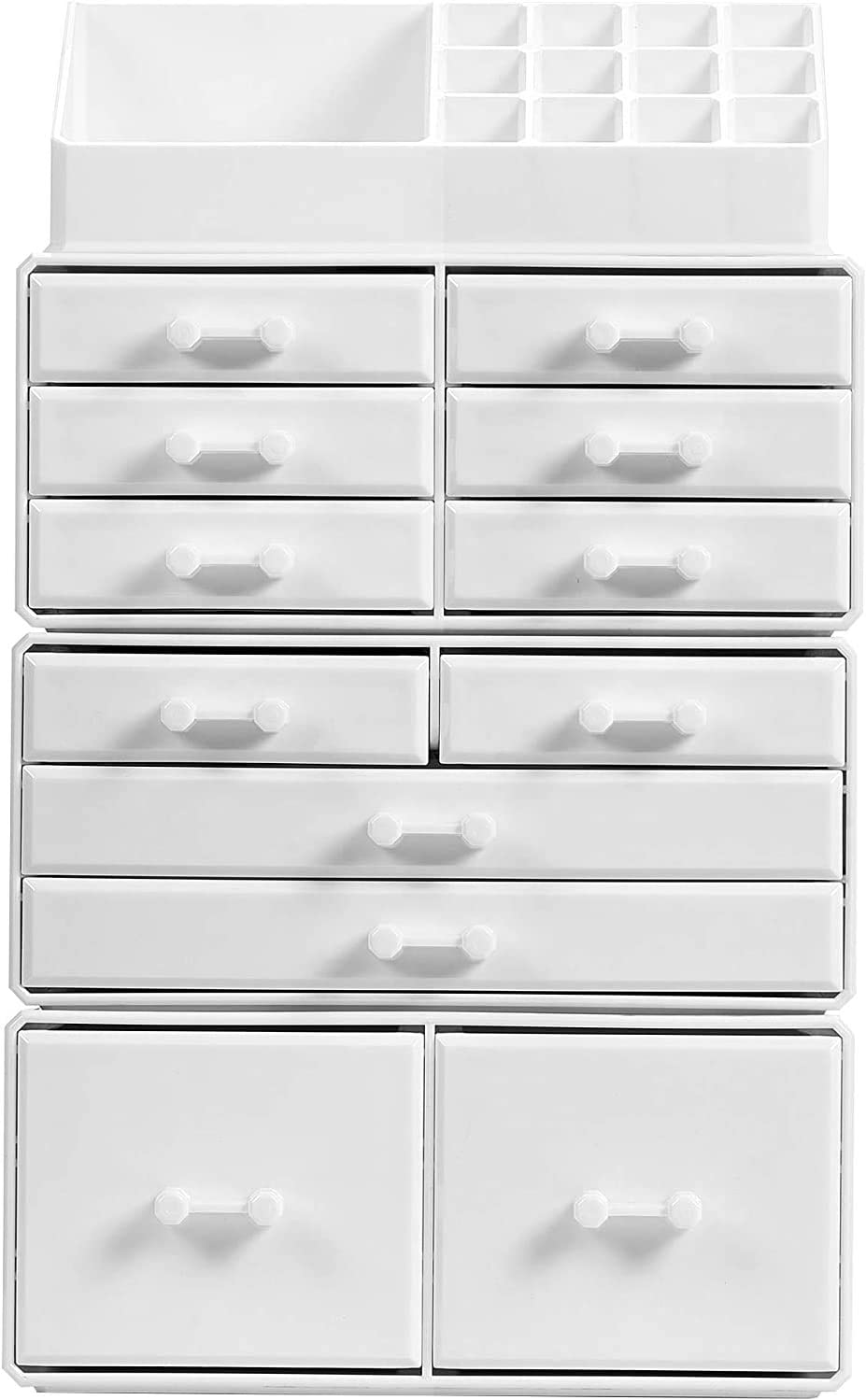 Makeup Cosmetic Organizer Storage with 12 Drawers Display Boxes (White) - The Cool Collective AU