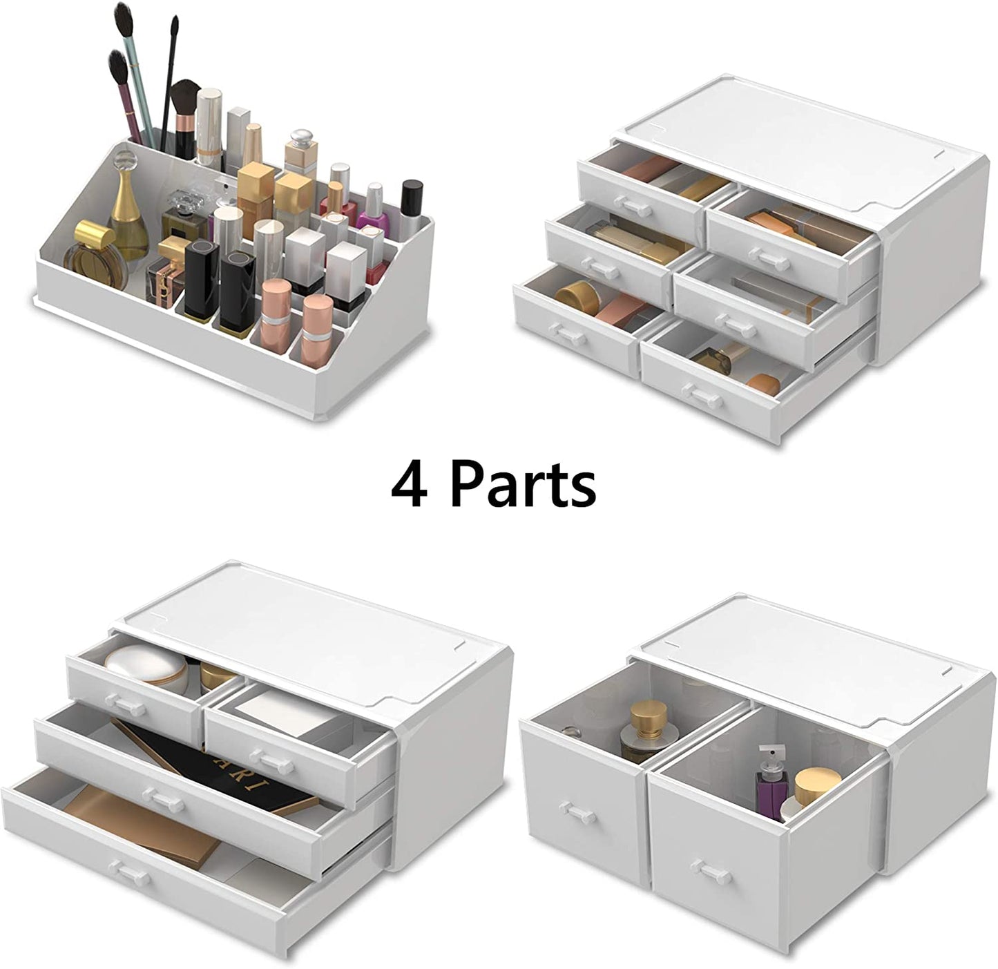 Makeup Cosmetic Organizer Storage with 12 Drawers Display Boxes (White) - The Cool Collective AU