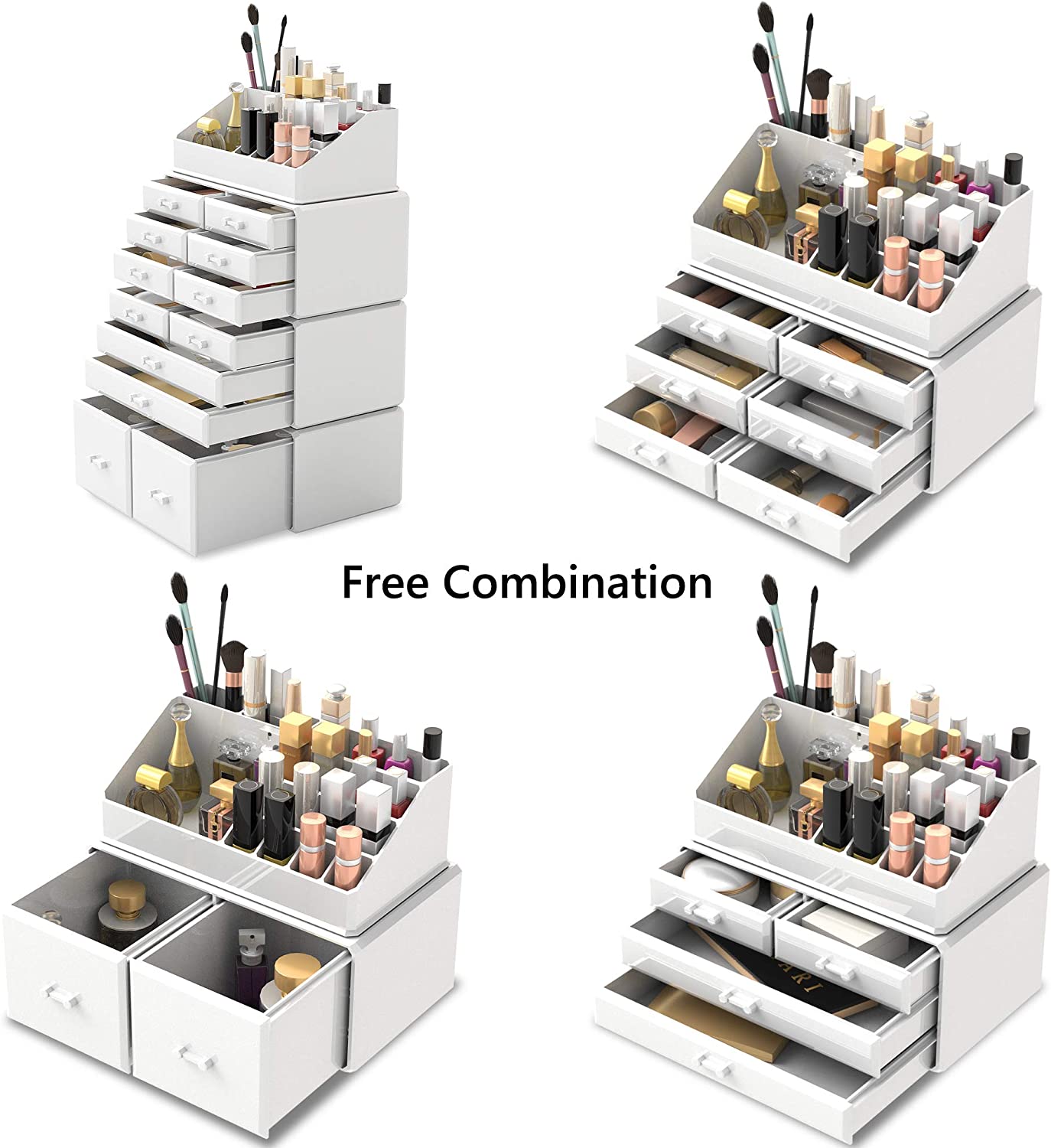 Makeup Cosmetic Organizer Storage with 12 Drawers Display Boxes (White) - The Cool Collective AU