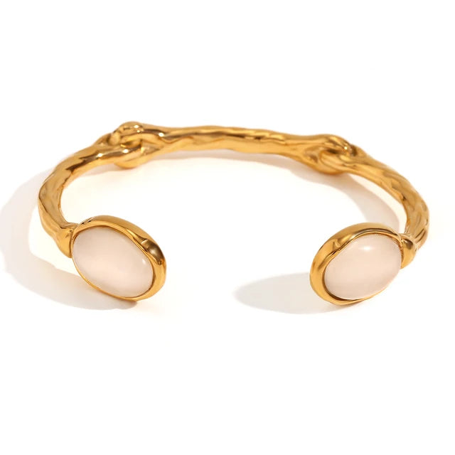 Natural Crystal Gold Toned Bangle - The Cool Collective AU