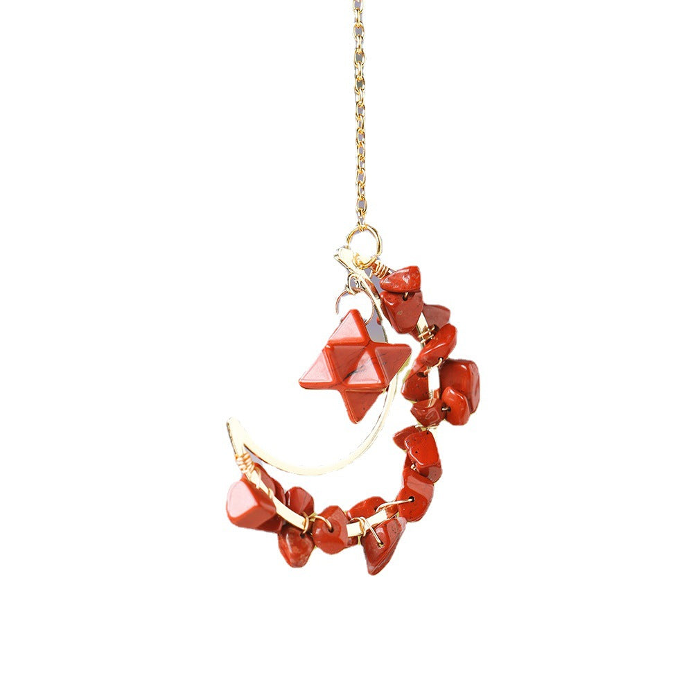 Natural Crystal Moon Pendant Wind Chime Ornament Gift Decoration - The Cool Collective AU