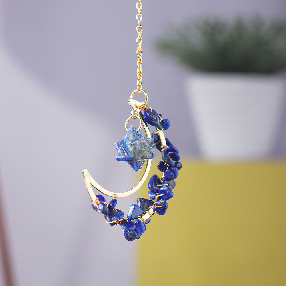 Natural Crystal Moon Pendant Wind Chime Ornament Gift Decoration - The Cool Collective AU