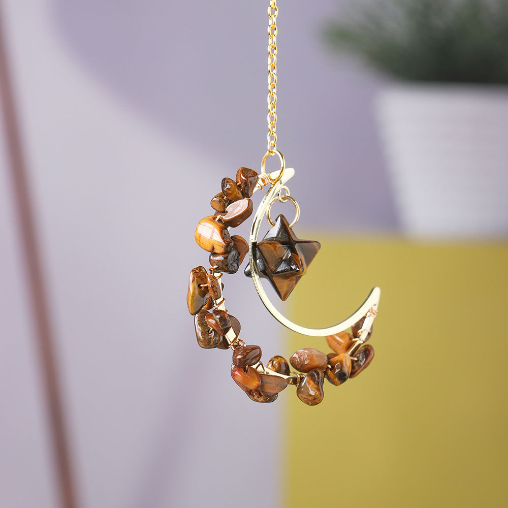 Natural Crystal Moon Pendant Wind Chime Ornament Gift Decoration - The Cool Collective AU