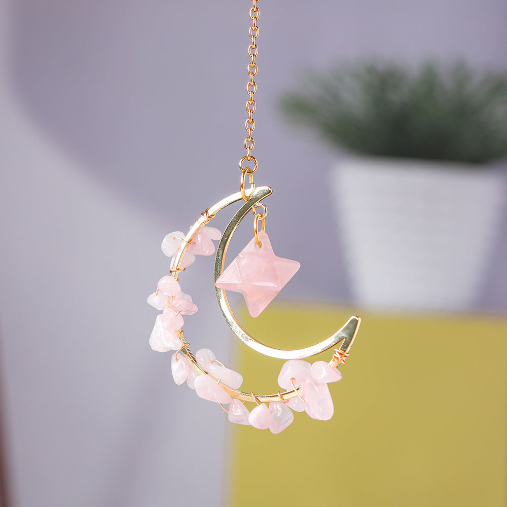 Natural Crystal Moon Pendant Wind Chime Ornament Gift Decoration - The Cool Collective AU
