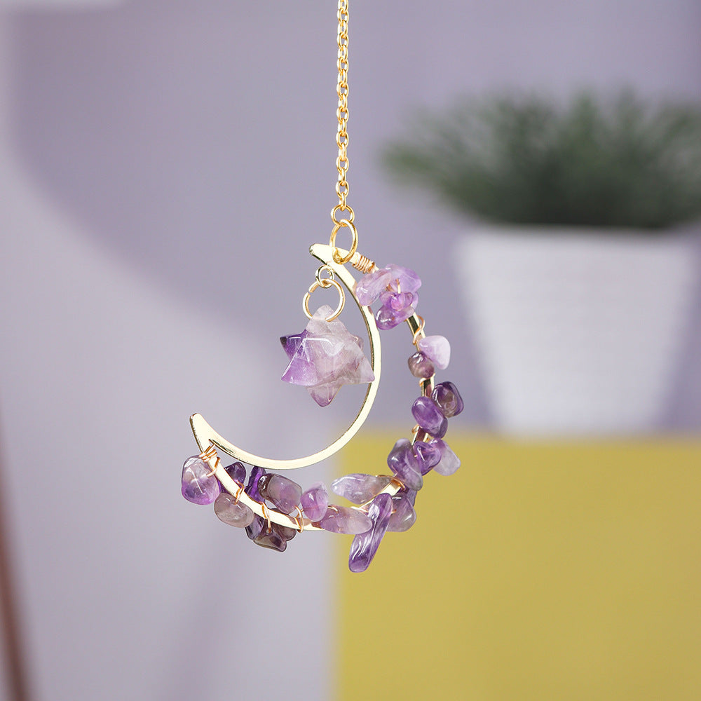 Natural Crystal Moon Pendant Wind Chime Ornament Gift Decoration - The Cool Collective AU