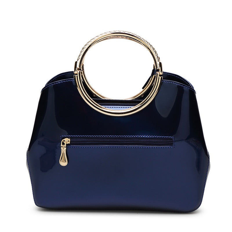 One-Shoulder Bridal Bag – Shiny Patent Leather Look PU Wedding Crossbody Handbag with Zipper & Single Strap - The Cool Collective AU