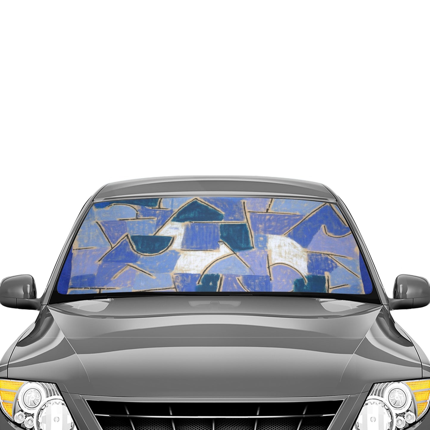 Shades of Blue Abstract Car Sun Shade Umbrella 58"x29" - The Cool Collective AU