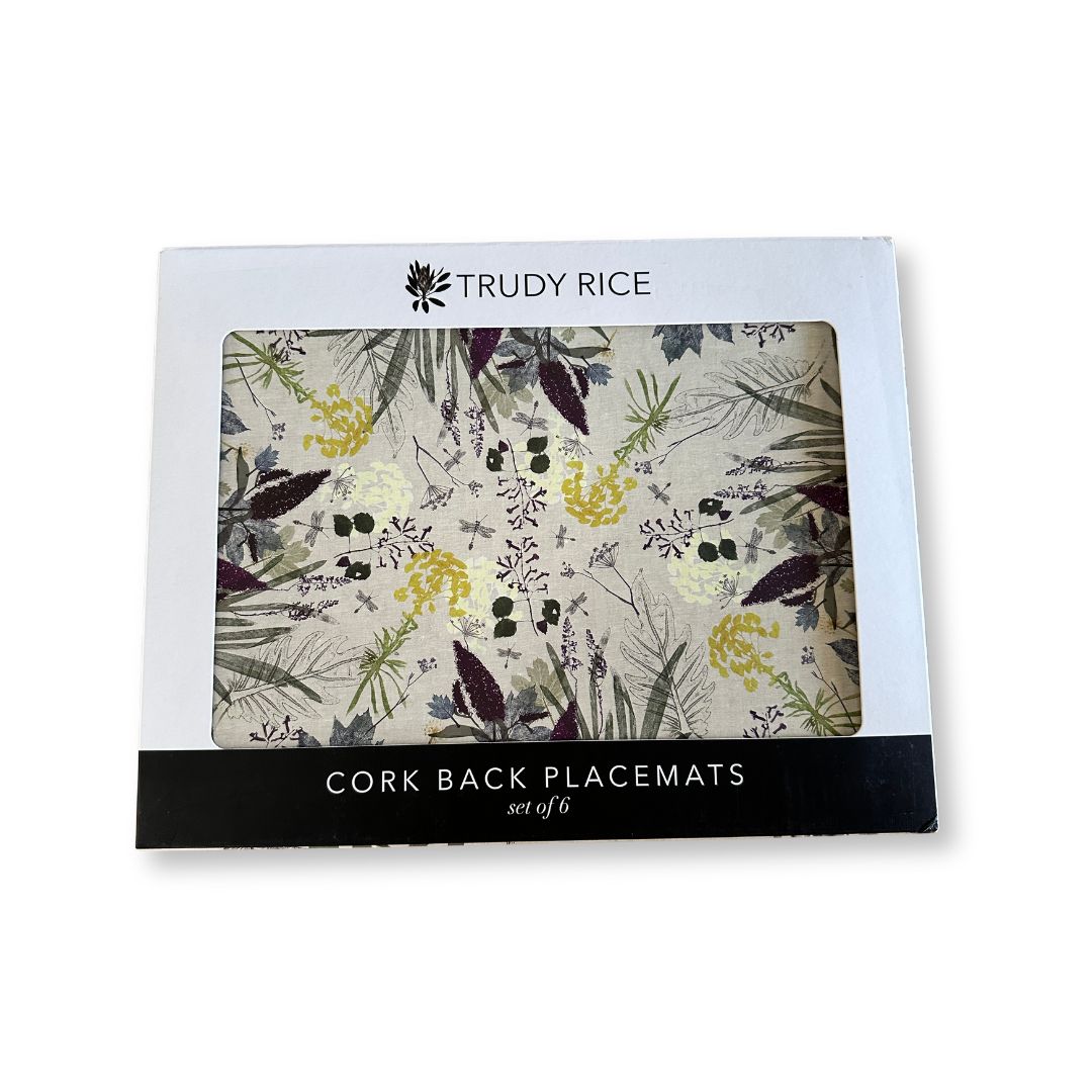Trudy Rice 'Lorne Gardens' Inspired 6-Piece Cork-Backed Placemat Set - The Cool Collective AU