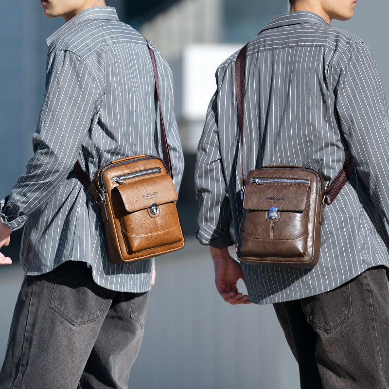 Premium PU Leather Crossbody Bag for Men - Vintage Black Shoulder Bag - The Cool Collective AU