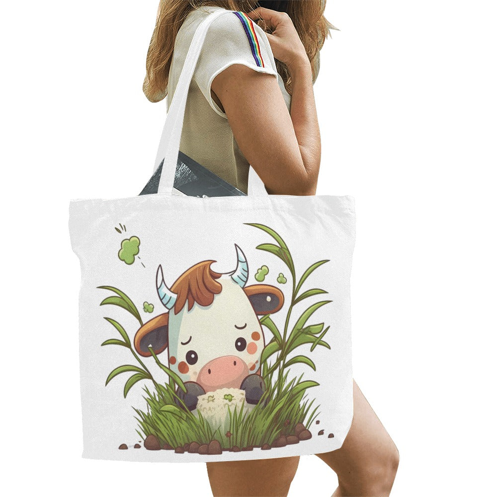 Cutie Cow Canvas Tote Bag/Large - The Cool Collective AU