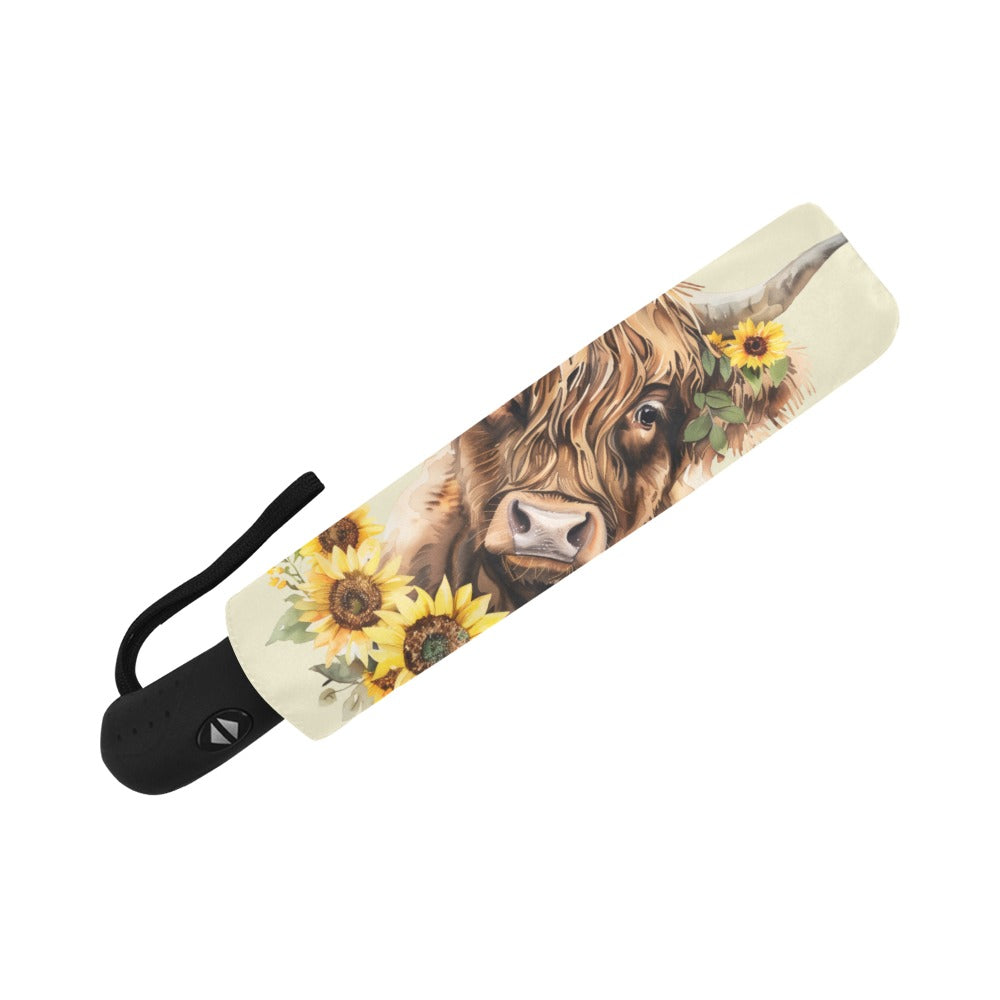 Sunshine Highland Cow Anti-UV Auto-Foldable Umbrella - The Cool Collective AU