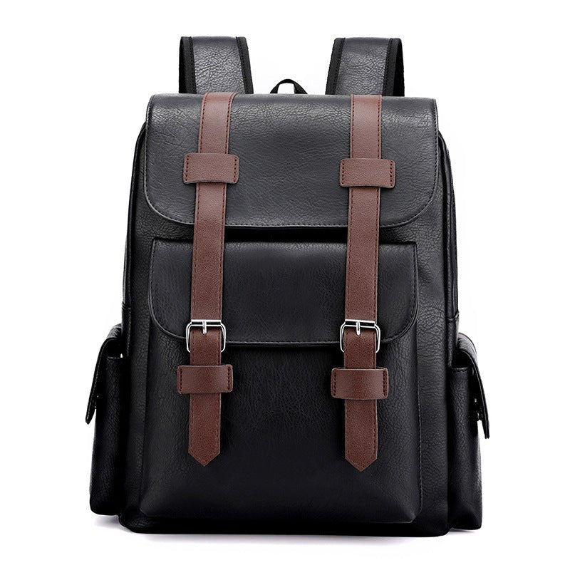 Black Large - Capacity PU Leather Backpack - Stylish Business & Travel Companion - The Cool Collective AU