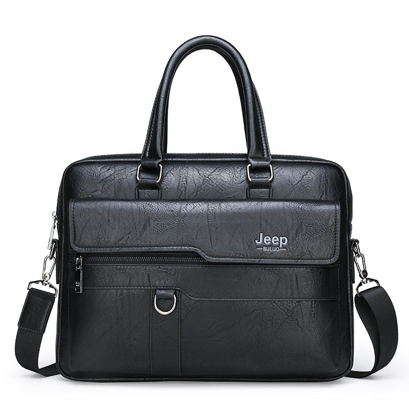 Black Men's PU Leather Briefcase - Vintage Style Laptop Messenger Bag, Crossbody Satchel for Business & Casual - The Cool Collective AU