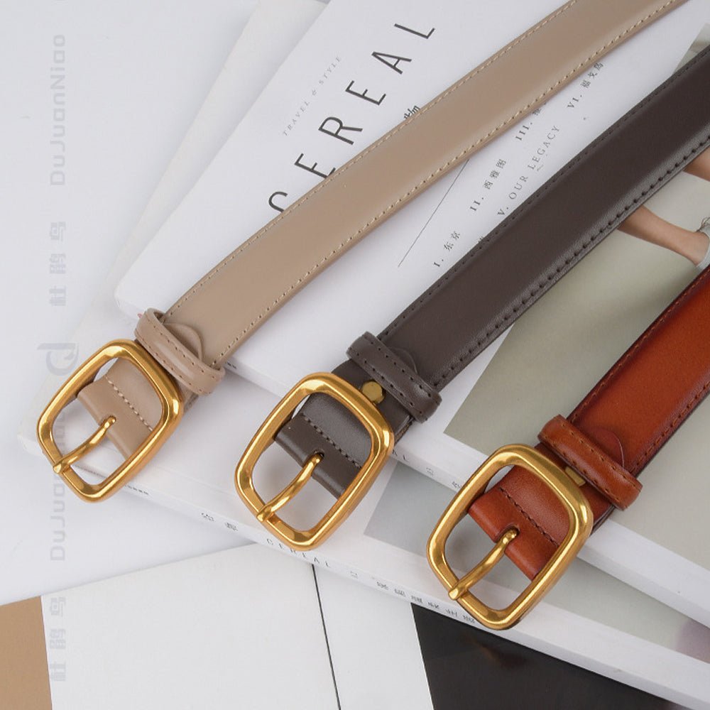 Classic Leather Belts for Women, Joyreap Genuine Leather Womens Belts with Gold Buckle (Black) - The Cool Collective AU