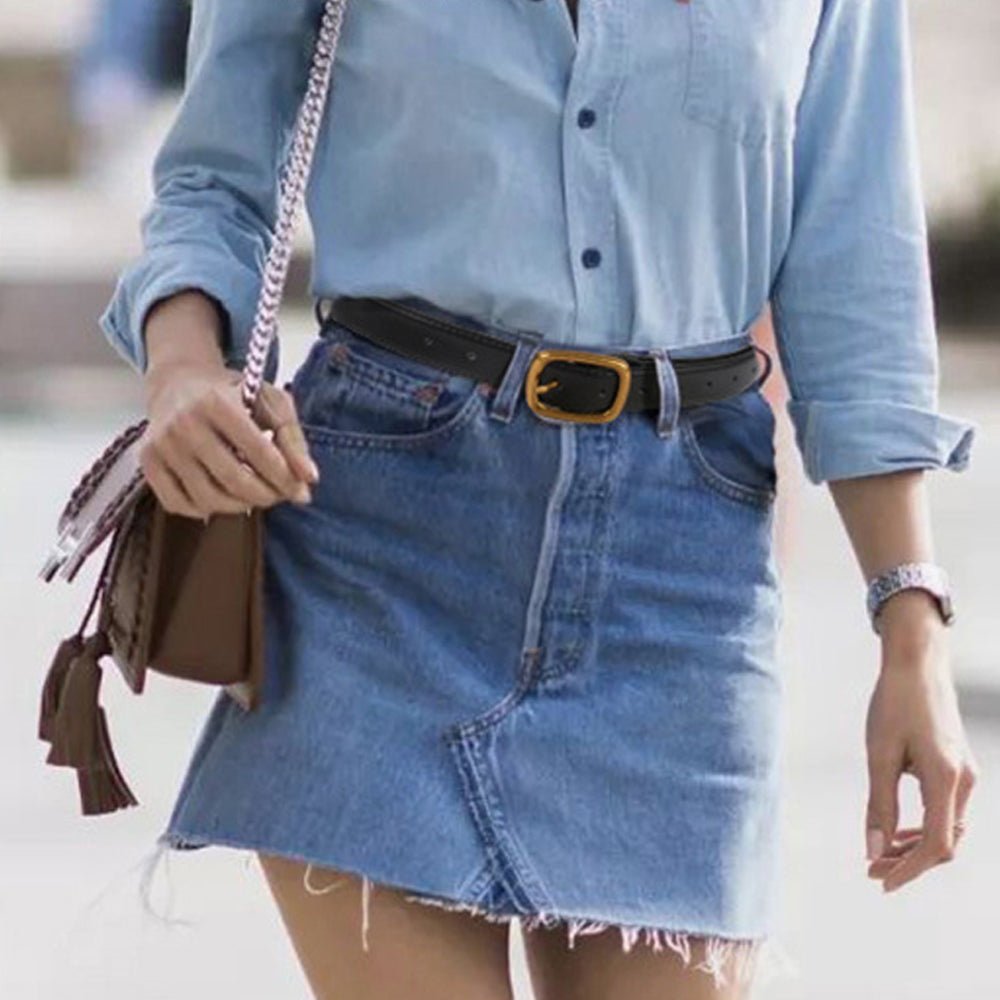 Classic Leather Belts for Women, Joyreap Genuine Leather Womens Belts with Gold Buckle (Black) - The Cool Collective AU