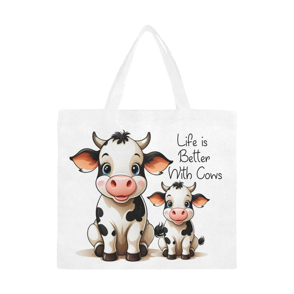 Life is Better with Cows Canvas Tote Bag/Large - The Cool Collective AU