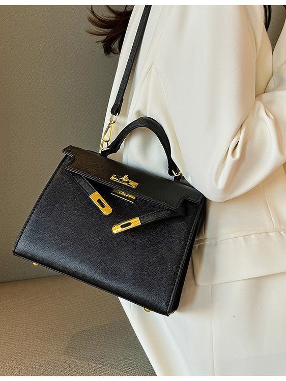 Elegant PU Leather Top Handle Satchel Bag - Versatile Crossbody & Shoulder Bag(black) - The Cool Collective AU
